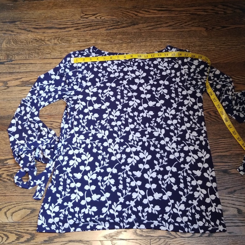 BR Blue W Cream Flowers Blouse